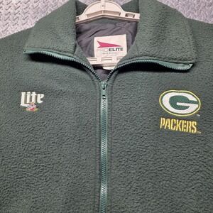 Vintage Green Bay Packers Jacket Miller Lite Pro Elite Men's M Green Fleece Made